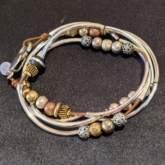 Lizzy James Jewelry - Lizzy James Convertible Necklace Bracelet Silver Plated and Leather Artisan Boho